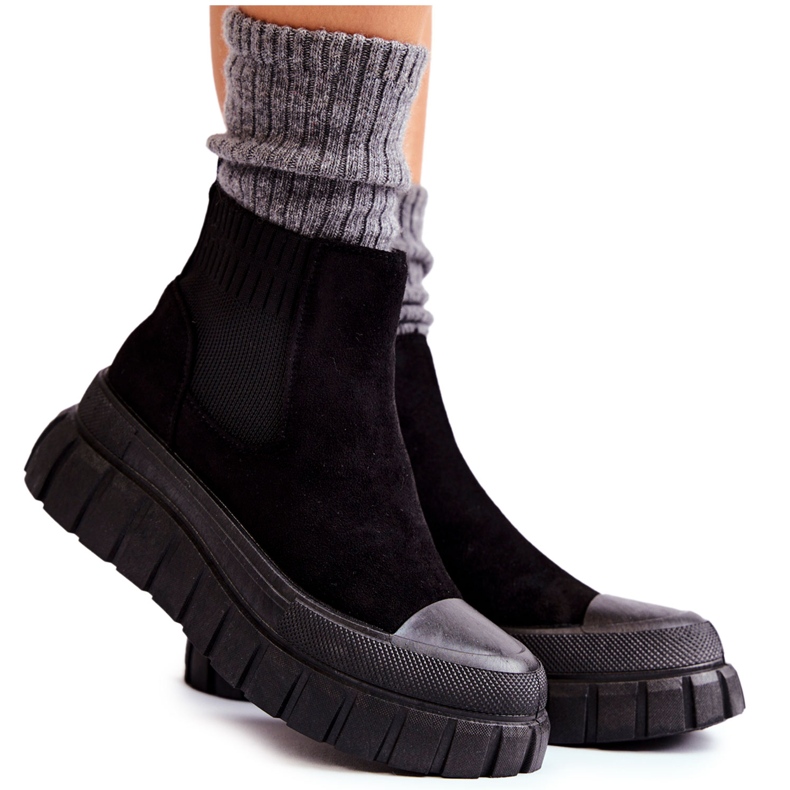 FB2 Muodikkaat Slip-On-saappaat Black Jenna -alustalla musta