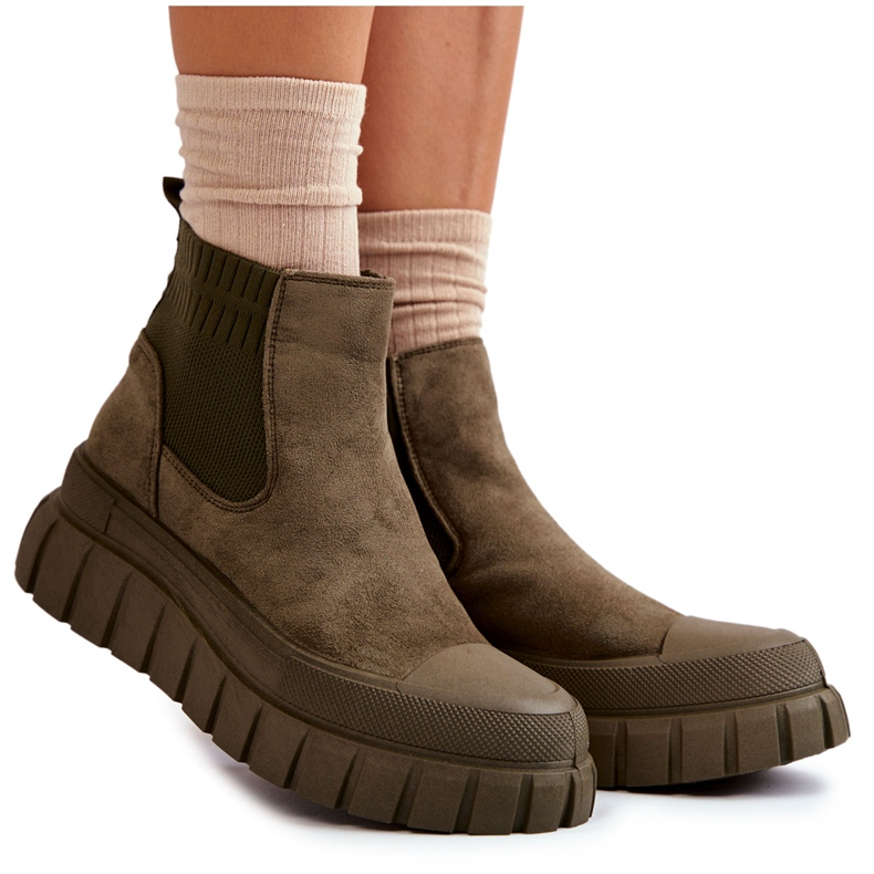 FB2 Muodikkaat Slip-On-saappaat Green Jenna -alustalla ruskea