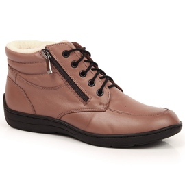 Mukavat ruskeat nahkasaappaat naisille Łukbut LUK724B