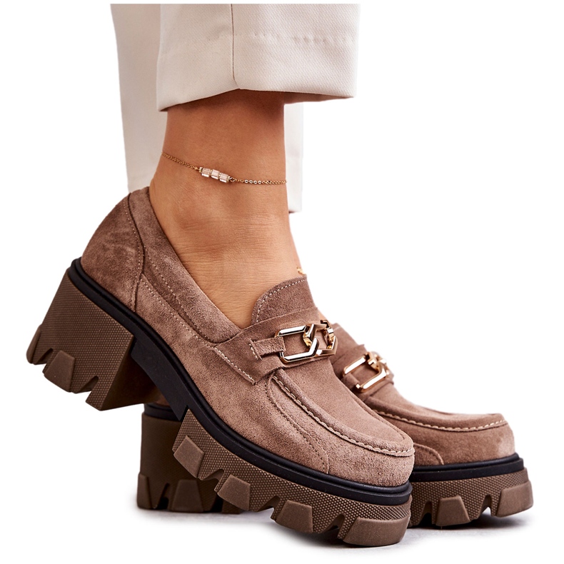 PL5 Mokkakorkokengät kullanruskealla Lurdes-koristeella beige