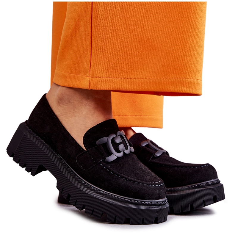 FB2 Naisten Brogues Suede mustalla Leeza-koristeella