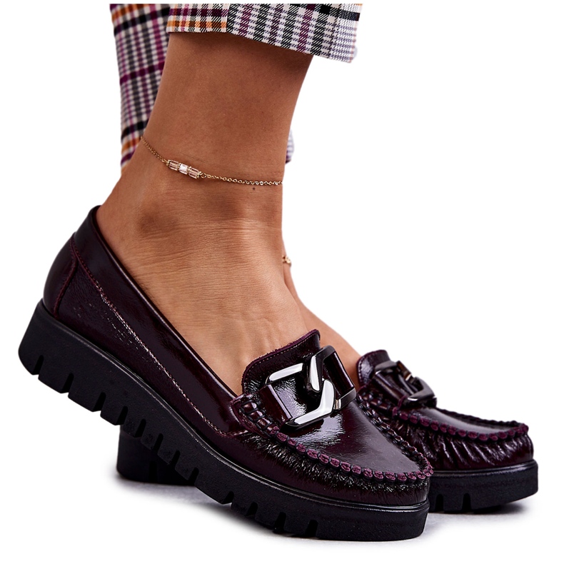 PL5 Naisten nahkaiset loaferit Venesia Burgundy -tasolla punainen monivärinen