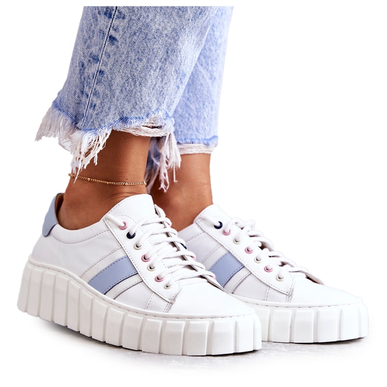 Naisten urheilukengät, sidottu valkoinen ja sininen Ariva