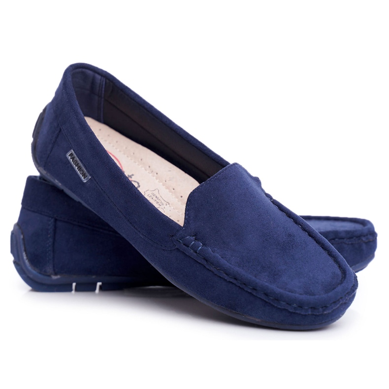 Evento Naisten Loaferit Navy Blue Suede sininen