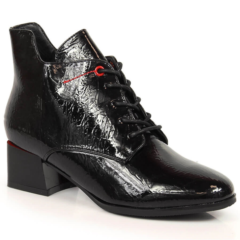 Mustaksi eristetyt mustat Jezzi JEZ371 lakatut naisten saappaat