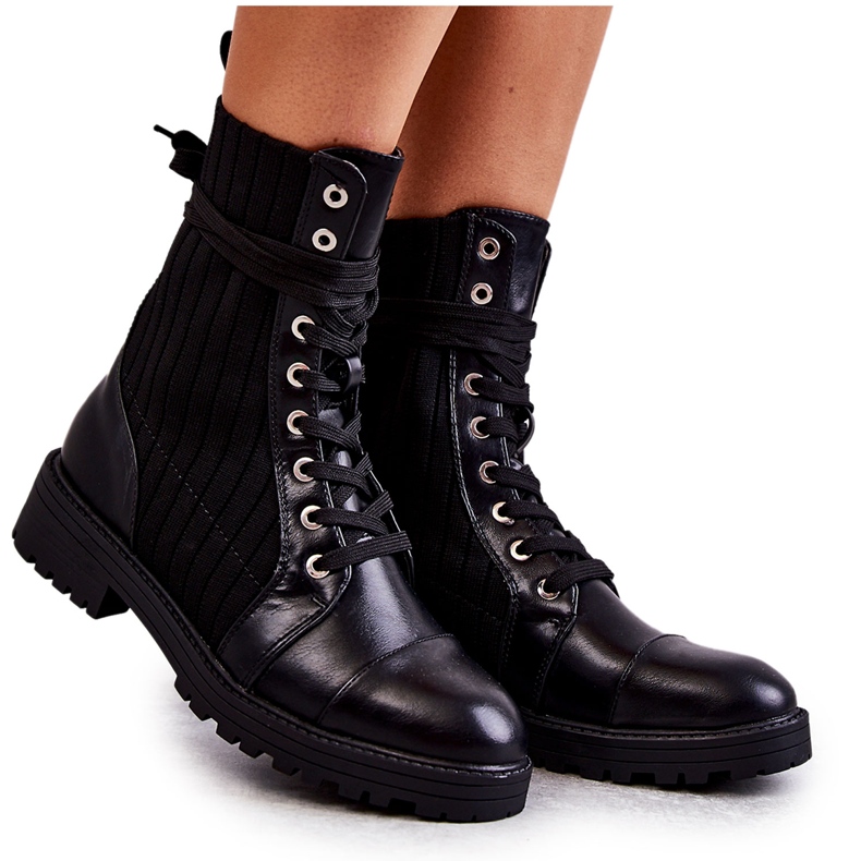 PG1 Naisten saappaat, joissa on sidottu sukka musta Livaro