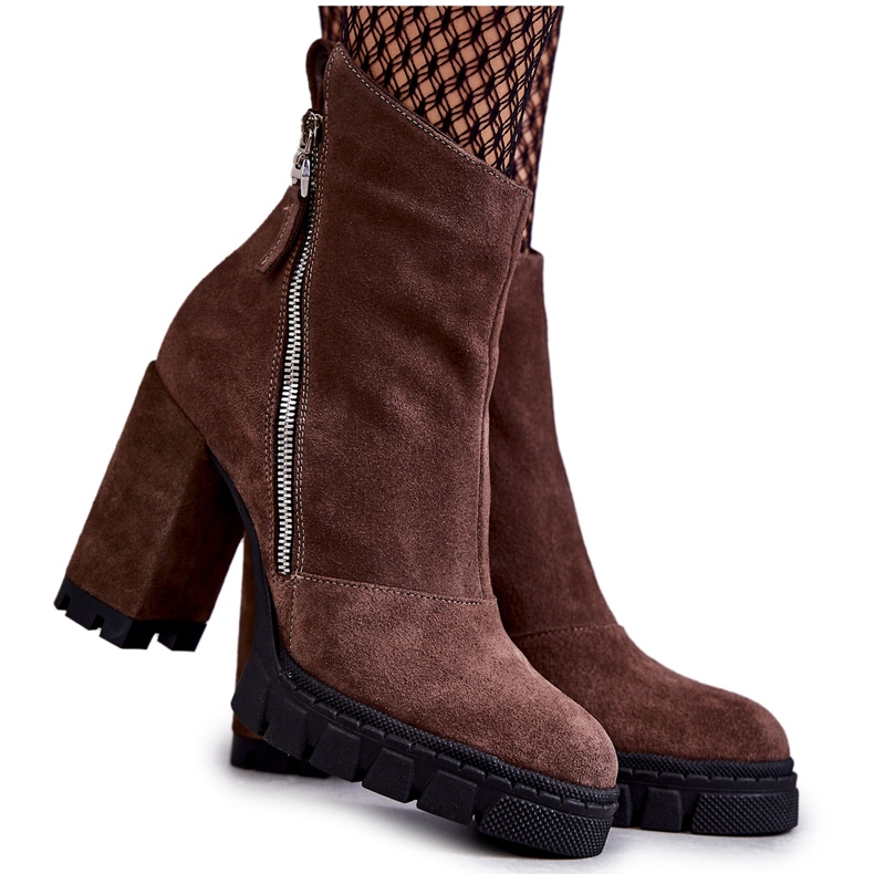 Muodikkaat mokkanahkaiset korkokenkiä Laura Messi 2509 Ruskea