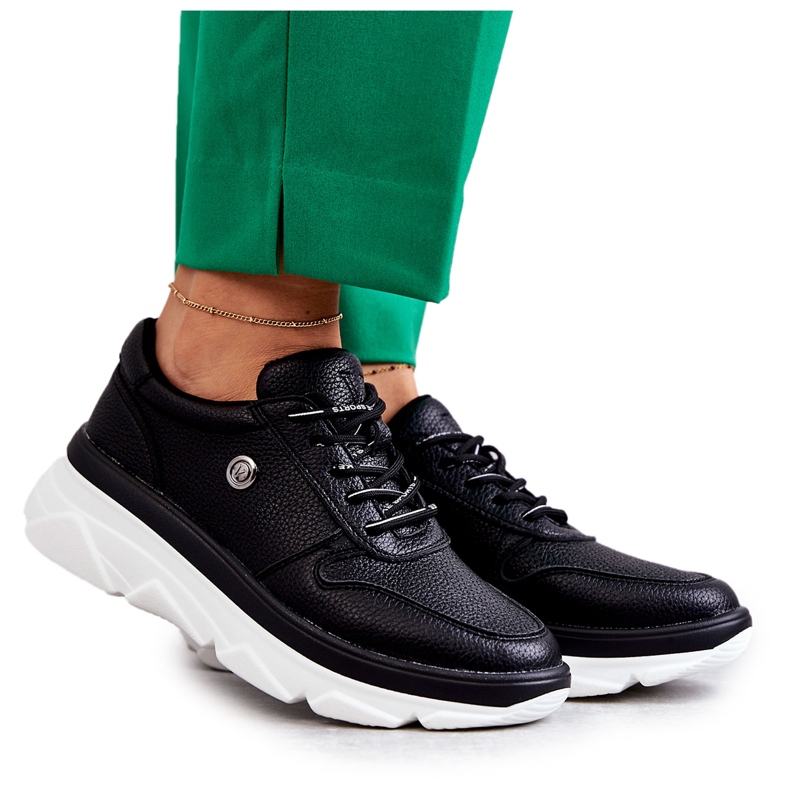 Vinceza Naisten mustat nahkaiset urheilukengät Camrose