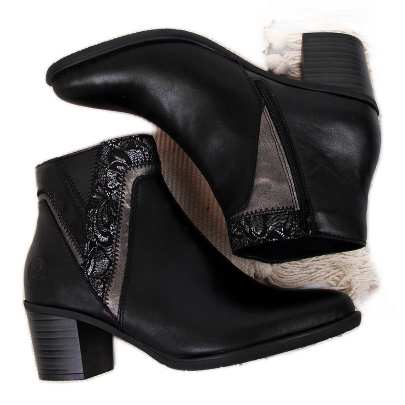 Naisten nahkasaappaat pylvään musta Rieker Y2063-00