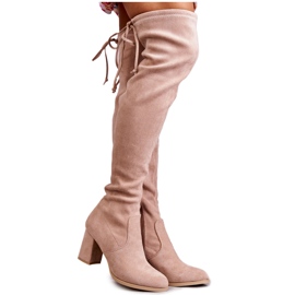 FE1 Klassiset Clarissa Beiget mokkanahkaiset korkeat saappaat ruskea FE1 Klassiset Clarissa Beiget mokkanahkaiset korkeat saappaat ruskea