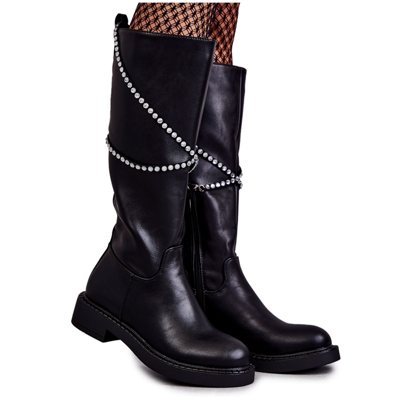 FS1 Naisten mustat saappaat koristeilla Musta Finlay