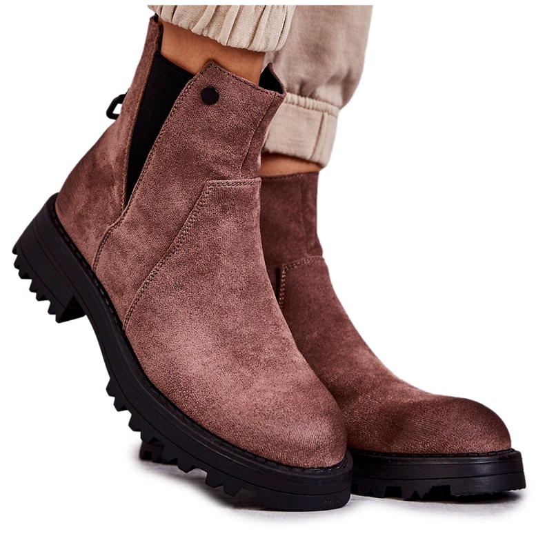 PJ1 Mokkanahkaiset lämpimät saappaat litteällä kantapäällä Vaaleanruskea Salome