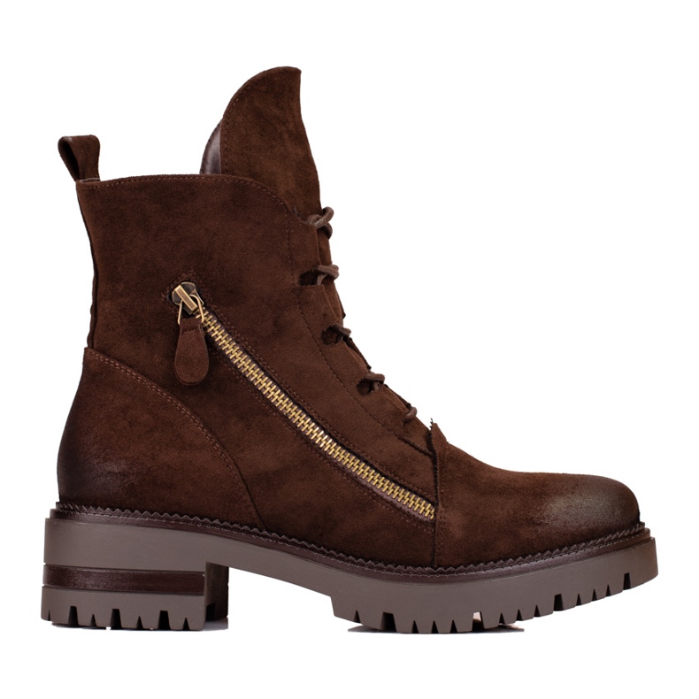 W. Potocki Potockin ruskea mokkanahka naisten työvaatteet