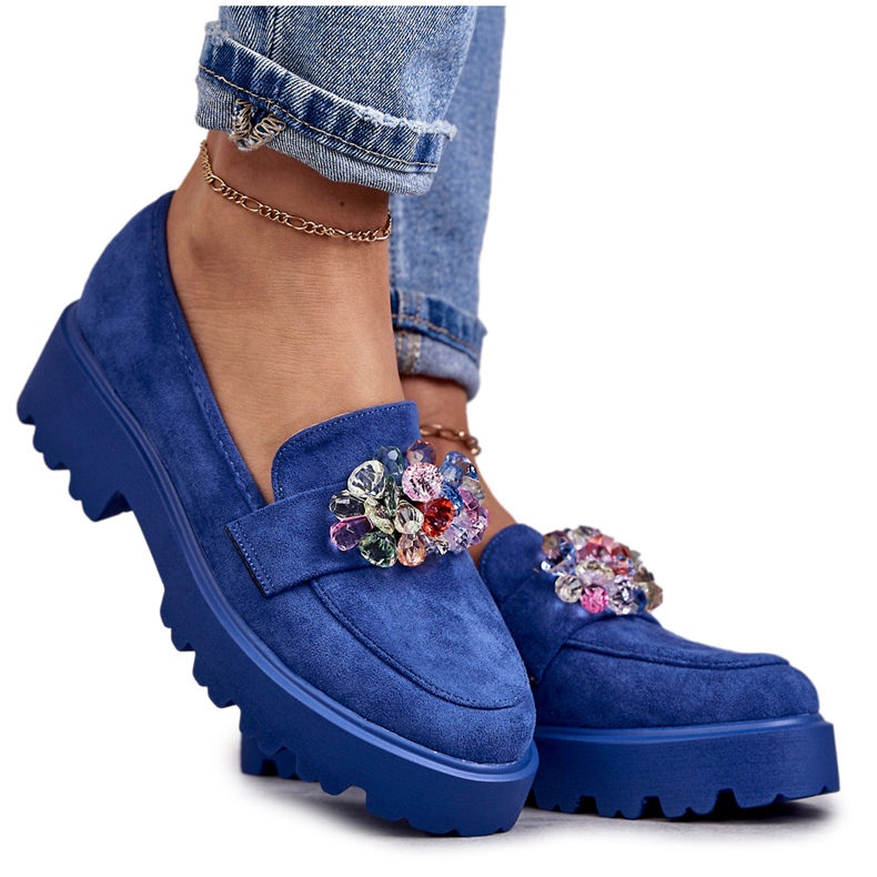 Vinceza Naisten mokkanahkakengät sinisellä Britt-koristeella sininen