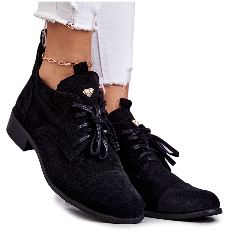 Mokkasaappaat nauhoitetut saappaat Nicole 2781 musta