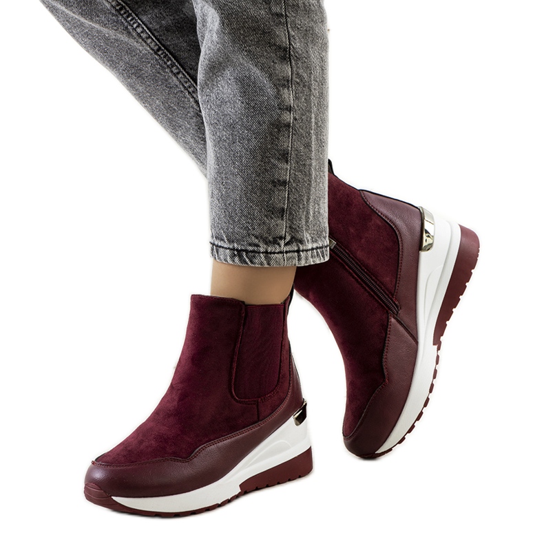 Kastanjanruskeat lämpimät kiila saappaat Arkala claret