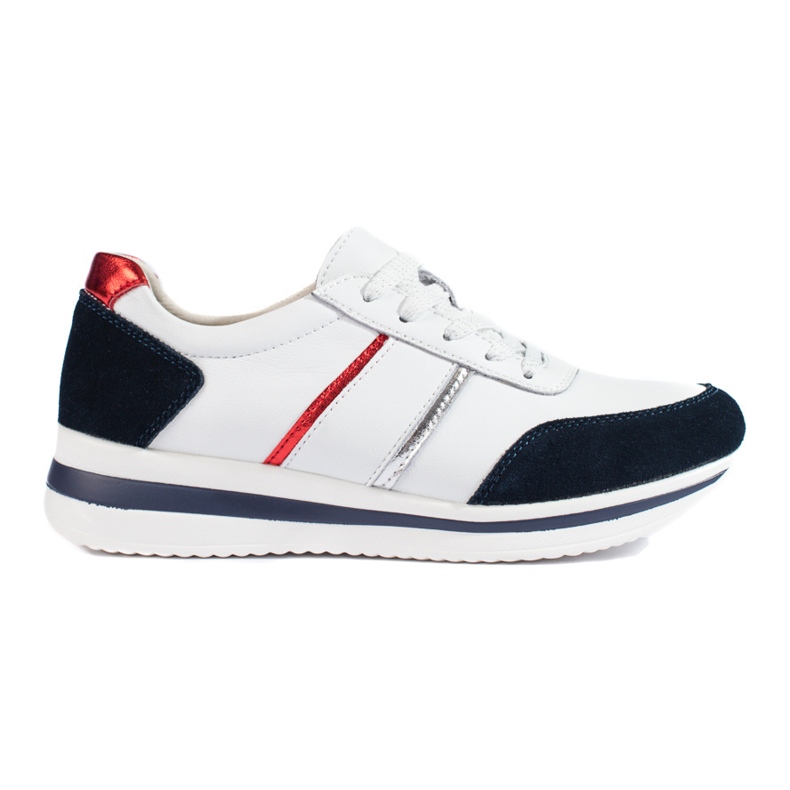 Naisten nahkaiset tennarit Shelovet-alustalla valkoinen