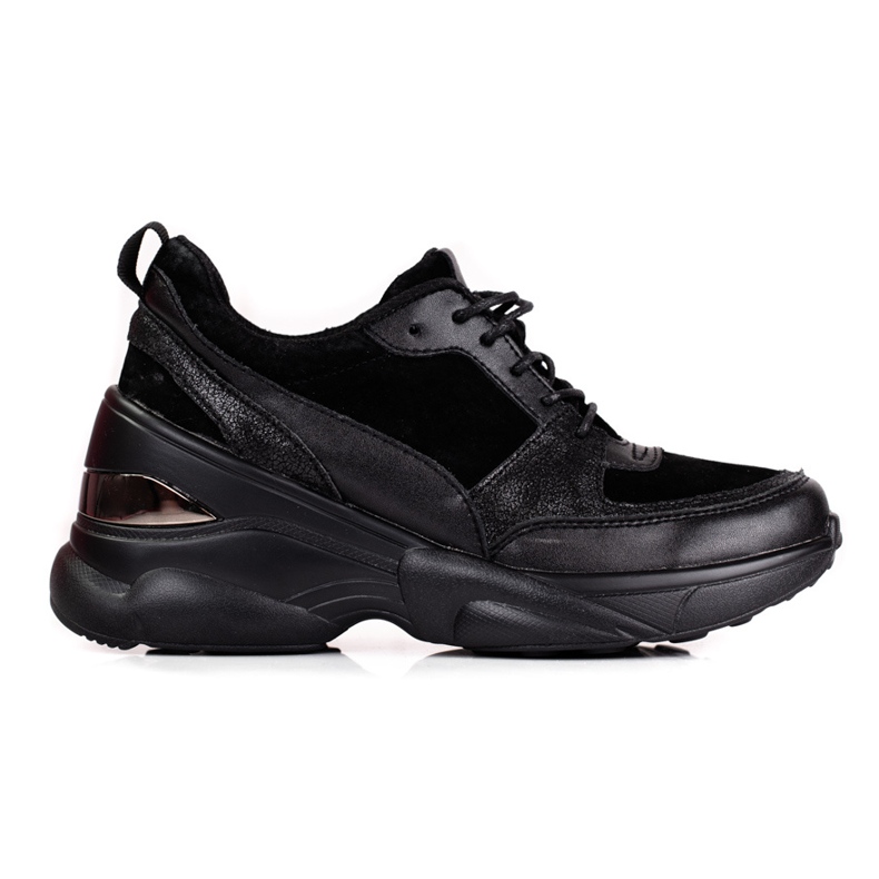 Naisten mustat nahkaiset Shelovet-lenkkarit