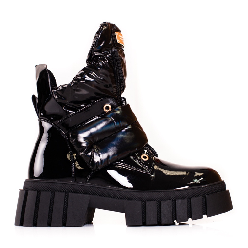 Naisten lakatut saappaat Shelovet-alustalla musta