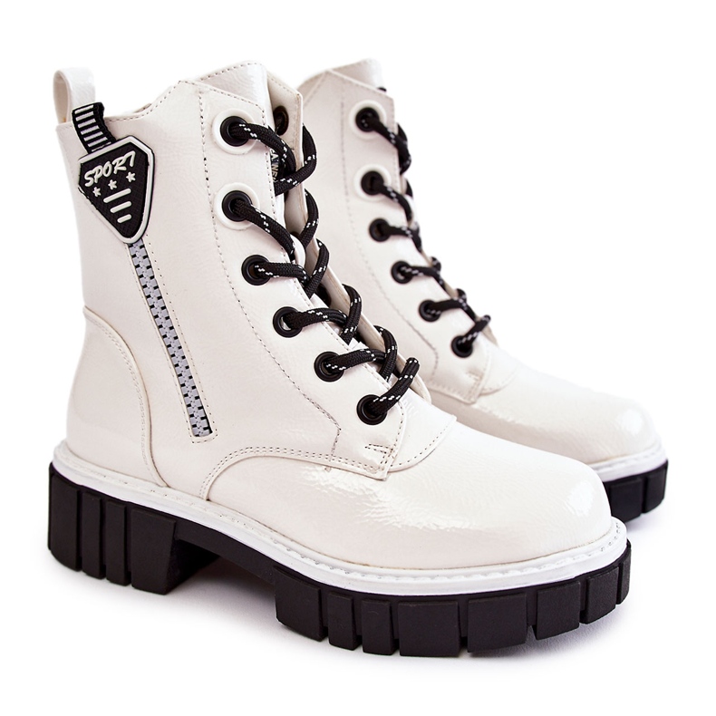 S.Barski Lakatut, lämpimän valkoiset saappaat vetoketjulla Marcella valkoinen