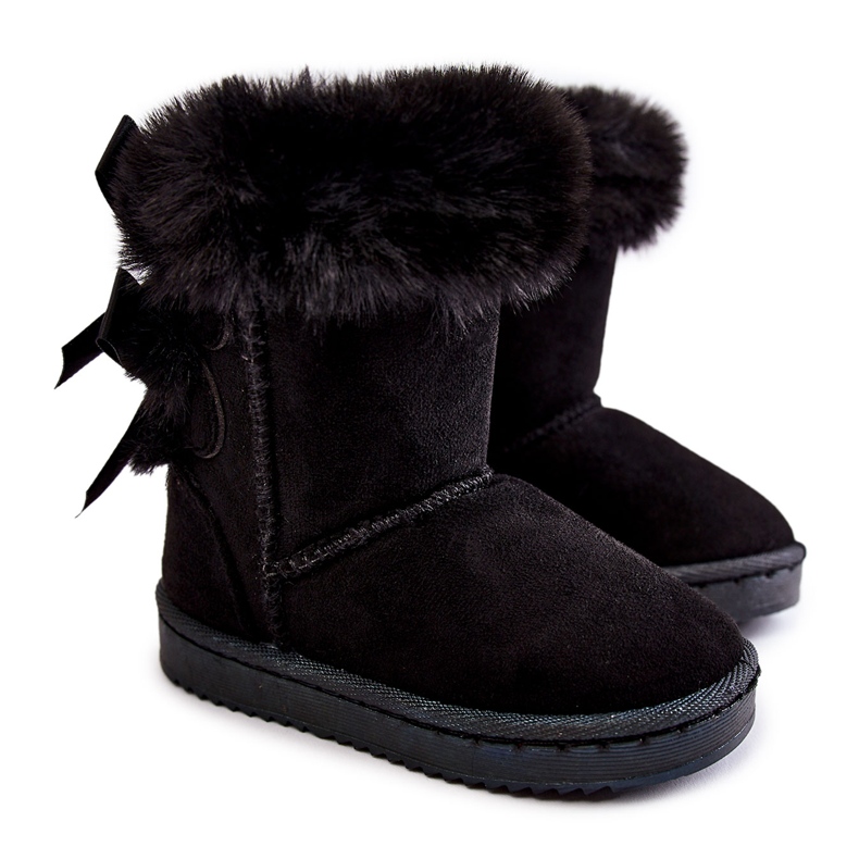 Lasten Mustat Lämpimät Saappaat Rusetilla Funky Black Snow Boots
