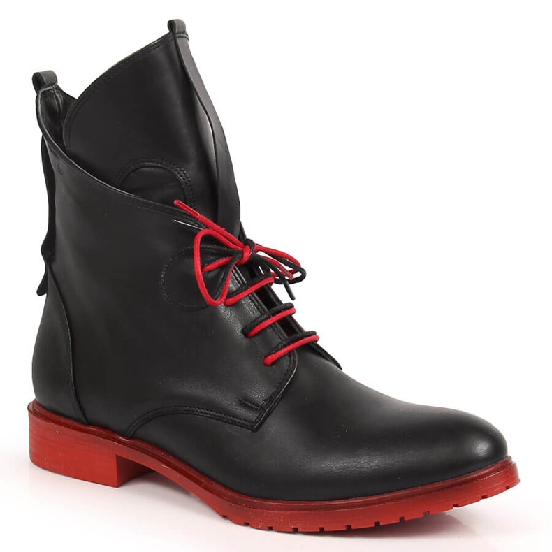 Mustat nahkaiset nauhasaappaat Artiker