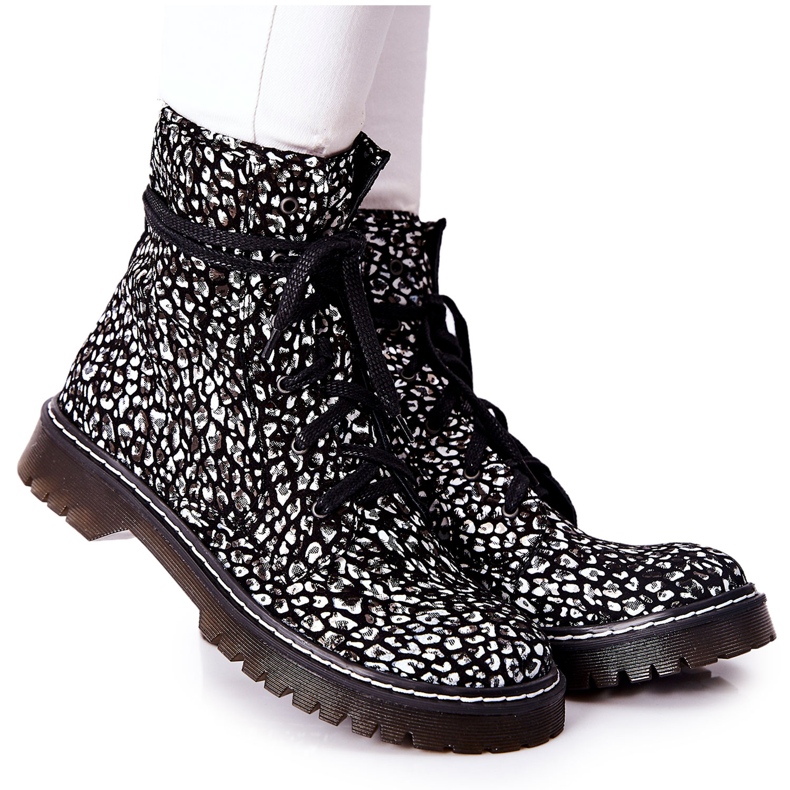 Naisten saappaat Glany Workers Maciejka Musta-Valkoinen 01609-48