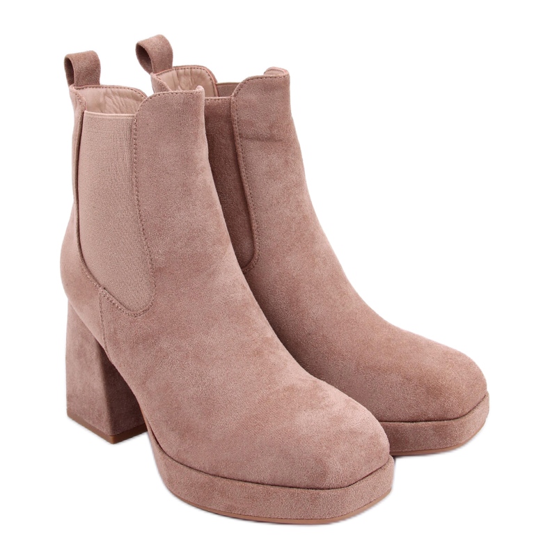 BM Ciara Khaki leveäkorkoiset saappaat beige