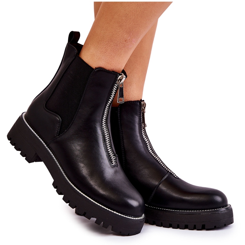 PG1 Muodikkaat lämpimät saappaat Mustat Madeleine Jodhpur -saappaat