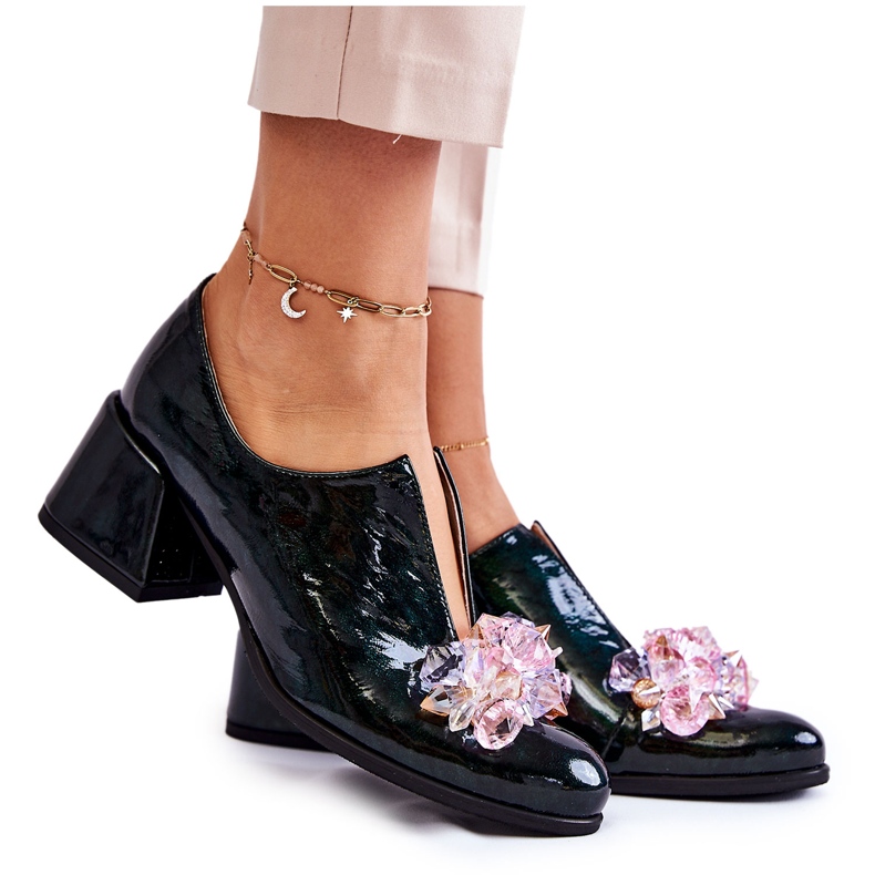 PA2 Lakatut mosaiikkikengät läpinäkyvällä vihreällä Delaver-koristeella