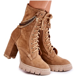 Suede nauhasaappaat Lewski Shoes 3244 / G beige