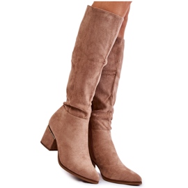 PS1 Klassiset mokkanahkasaappaat vetoketjulla beige Leyette