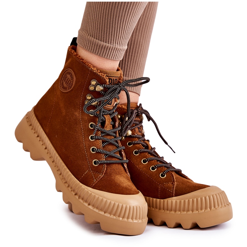 Ruskeat mokkanahkaiset lämpimät saappaat Big Star KK274520