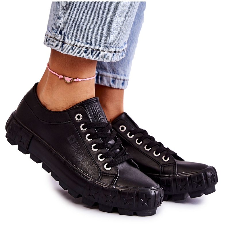 Muodikkaat nahkalenkkarit Big Star KK274143 musta