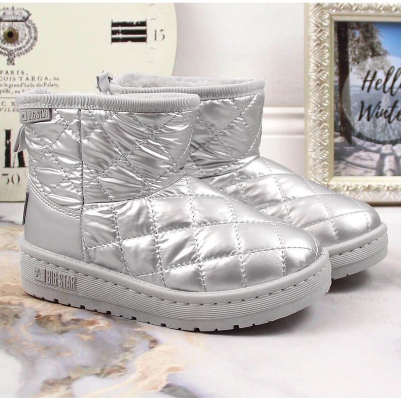 Tyttöjen hopeiset, tikatut, tikatut, hopeaeristetyt lumisaappaat Big Star KK374241