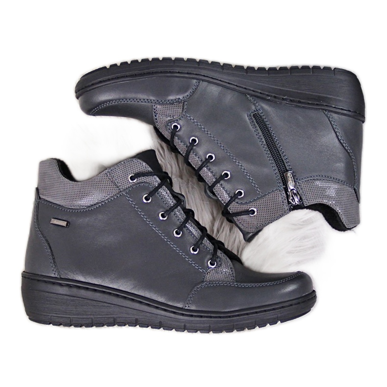 Nahkasaappaat, lämmin kiilakorko harmaa Helios 524