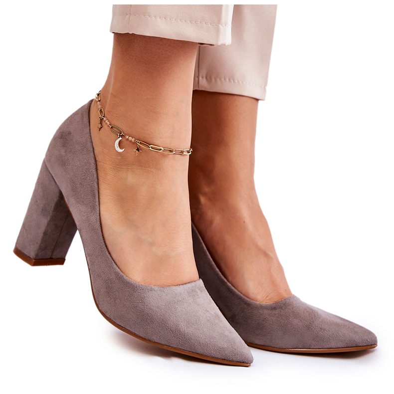 PS1 Klassiset mokkanahkapumput harmaalla Kendra-korolla