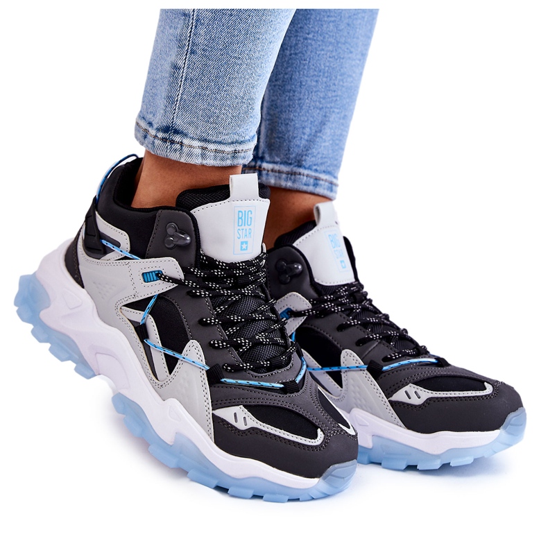 Naisten urheilukengät massiivisella alustalla Big Star KK274386 musta-harmaa