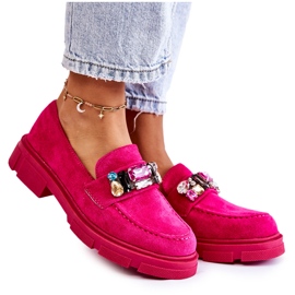 PS1 Naisten mokkanahkaiset loaferit Fuchsia Karlott -koristeella vaaleanpunainen PS1 Naisten mokkanahkaiset loaferit Fuchsia Karlott -koristeella vaaleanpunainen