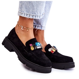 PS1 Naisten mokkanahkaiset loaferit, joissa on koristelu musta Karlott
