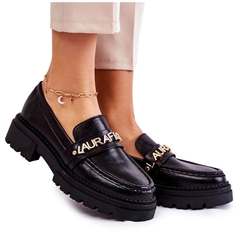 Nahka Loafers Letters La.Fi 210001B-PU Musta