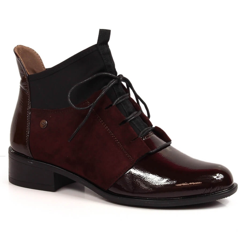 Naisten tasakorkoiset, kastanjanruskeat Jezzi-saappaat claret punainen