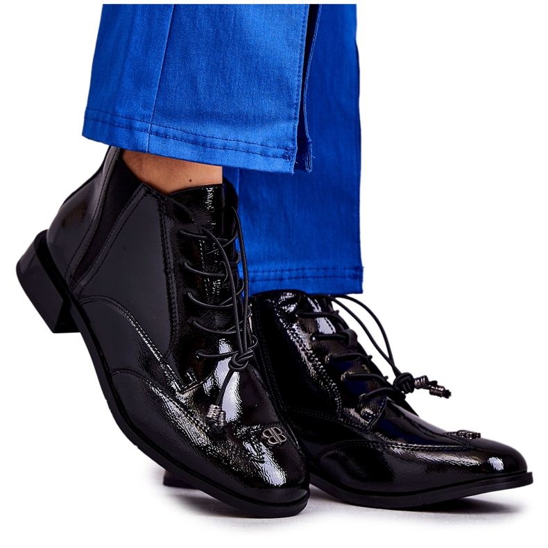 S.Barski Patenttikoristeiset nilkkurit, mustat