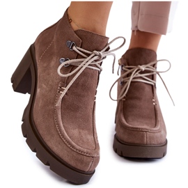 Naisten mokkanahkasaappaat sidottu vaaleanruskea Marianne