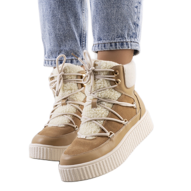 PA1 Laursenin naisten ruskeat lumisaappaat beige ekru