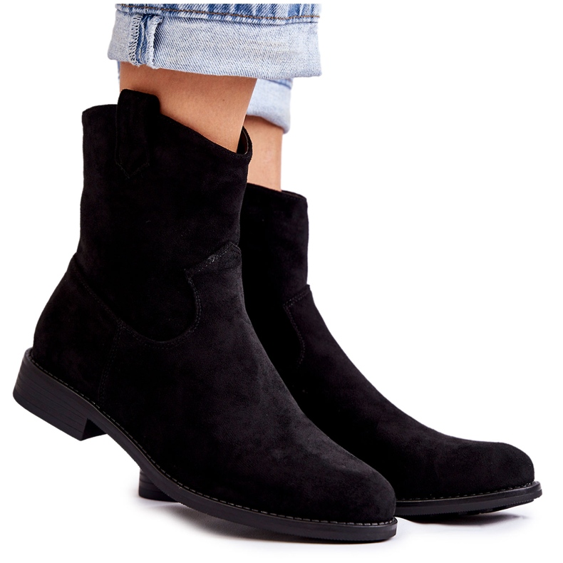 S.Barski Naisten mokkanahkasaappaat tasakorkoisilla mustalla Fiorenz HY66-66