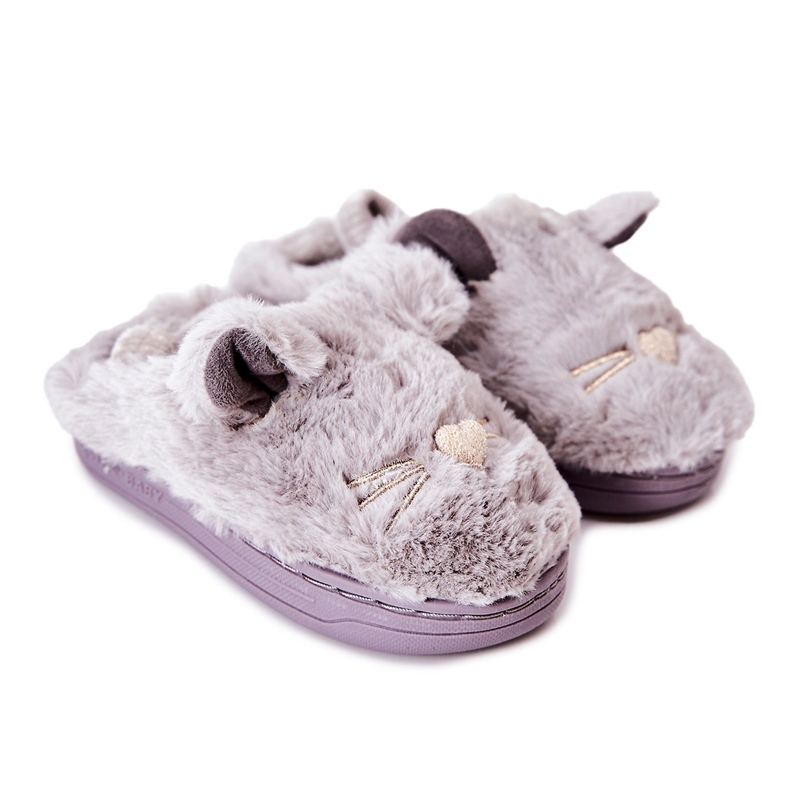 WJ1 Lasten tossut Kissat Harmailla Tammy-korvilla harmaa