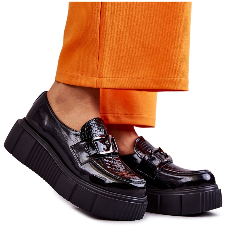 PL5 Muodikkaat nahkakengät Black Marsol -alustalla musta