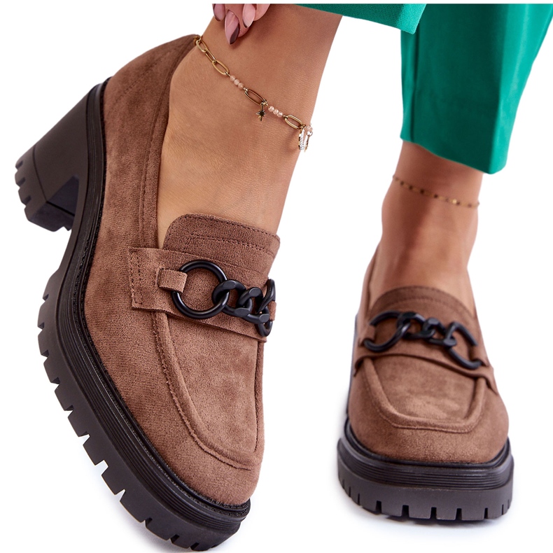 Vinceza Naisten mokkanahkaiset korkokengät tummanbeiget Sanya ruskea