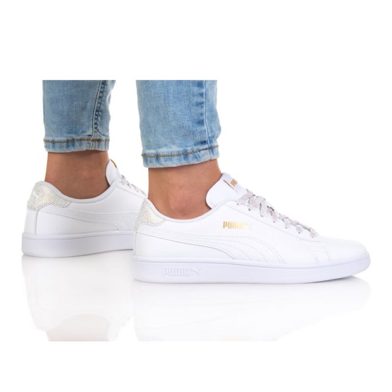 Puma Smash V2 Metallics Jr 386197 01 valkoinen